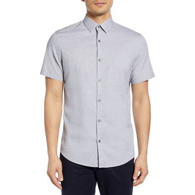 Calibrate Jacquard Short Sleeve Button-Up Shirt, Black