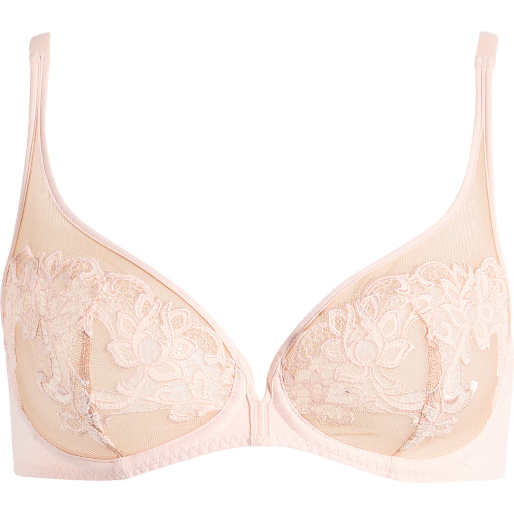 Simone Perele Saga Sheer Underwire Plunge Bra In Pink Nude