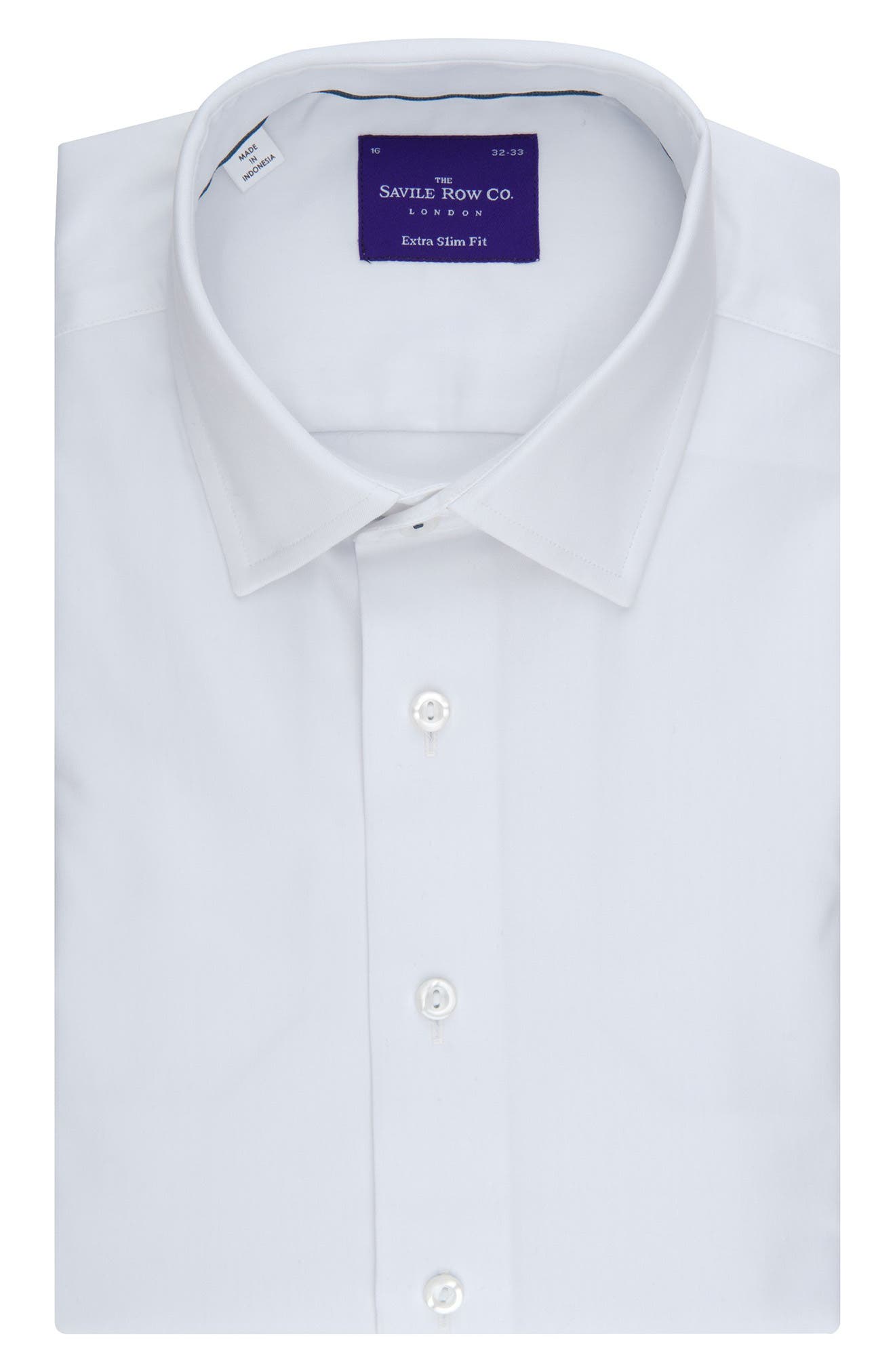 Savile Row Company Blue Twill Slim Fit Non-Iron Shirt Double Cuff 