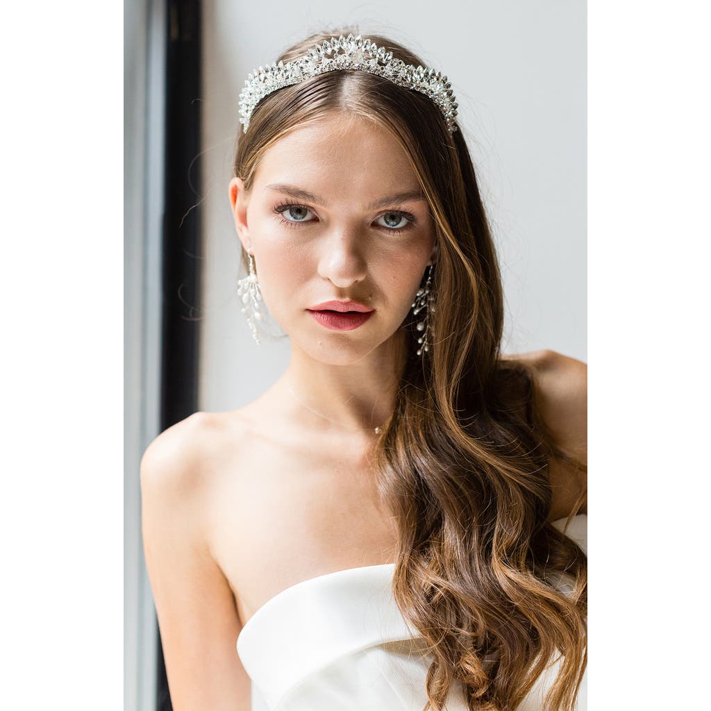 Brides And Hairpins Brides & Hairpins Neyva Crystal Crown In Silver