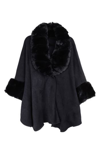 Shop Saachi Filippa Faux Fur Trim Cardigan In Black