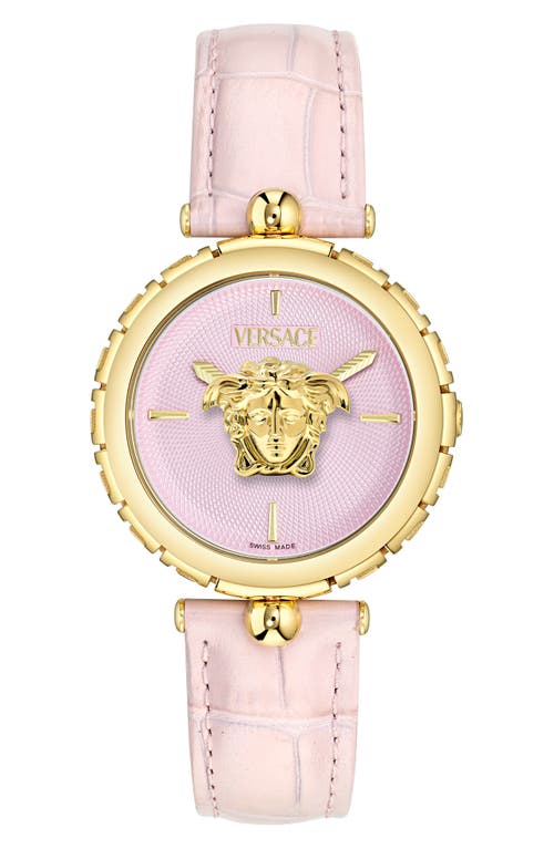 Versace Medusa Heritage Leather Strap Watch, 38mm In Pink