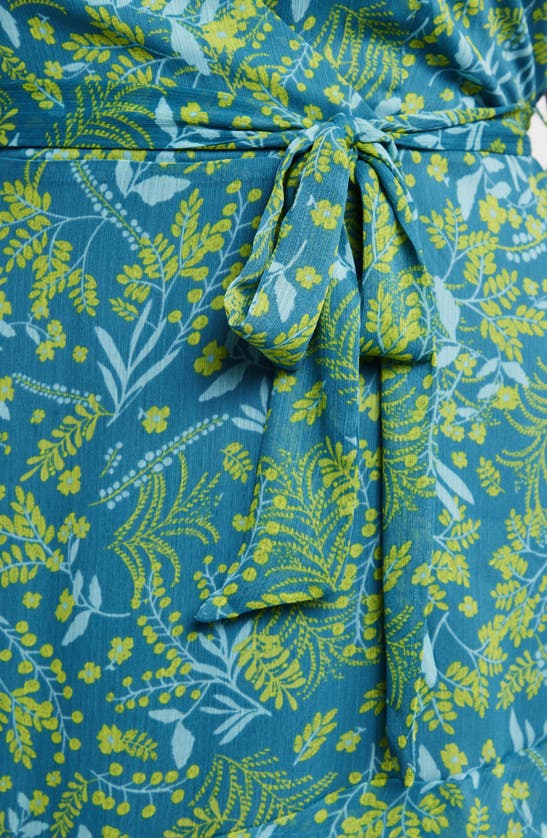 Shop Estelle Beverly Floral Wrap Front Handkerchief Hem Dress In Print