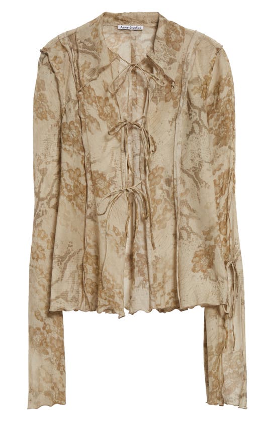 Shop Acne Studios Satty Midsummer Floral Semisheer Cotton & Silk Top In Light Beige
