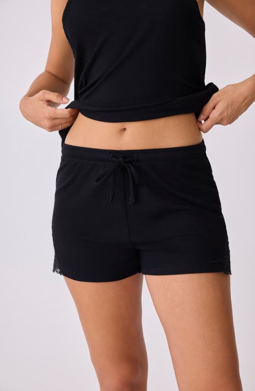 Shop Pj Salvage Lace Trim Rib Shorts In Black