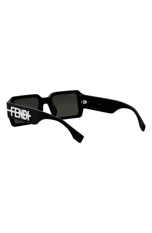 Shop Fendi 'graphy 52mm Geometric Sunglasses In Matte Black/smoke