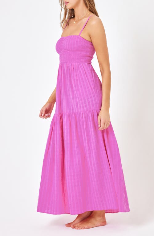 Shop L*space Lspace Mallorca Smocked Cover-up Maxi Dress In Raspberry