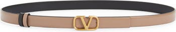Valentino Garavani Vlogo Buckle Reversible Leather Belt in LC8 Smokey Brown/nero
