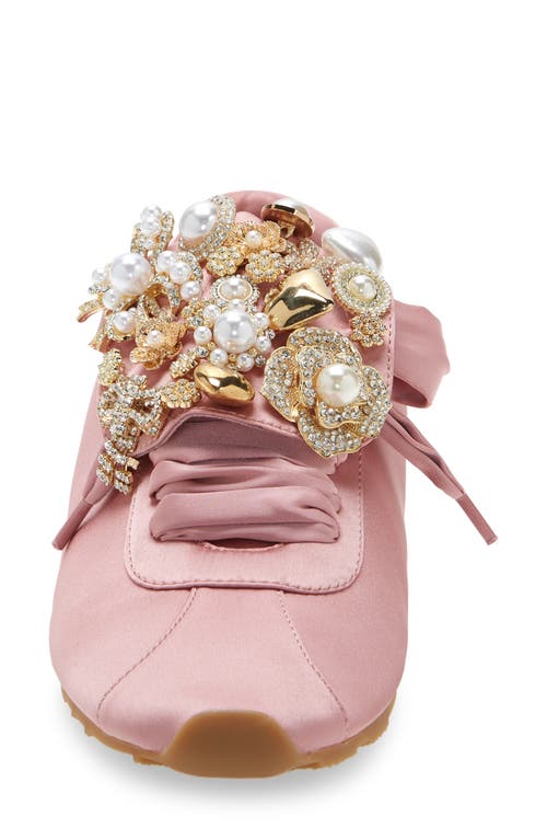 Shop Jeffrey Campbell Shelter Embellished Sneaker In Pink Satin Combo