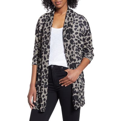Caslon Leopard Open Front Cardigan, Brown