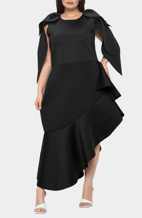 Shop L I V D Kaskade Asymmetric Ruffle Dress In Black