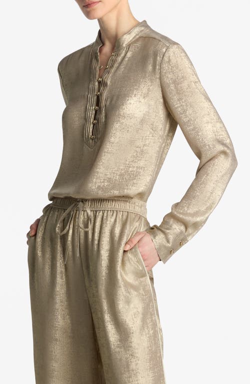 Shop St John St. John Collection Metallic Popover Top In Champagne