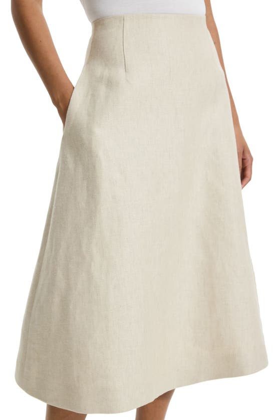 Shop Theory High Waist Linen A-line Skirt In Straw