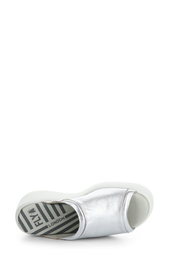 Shop Fly London Doli Platform Wedge Slide Sandal In Silver Idra