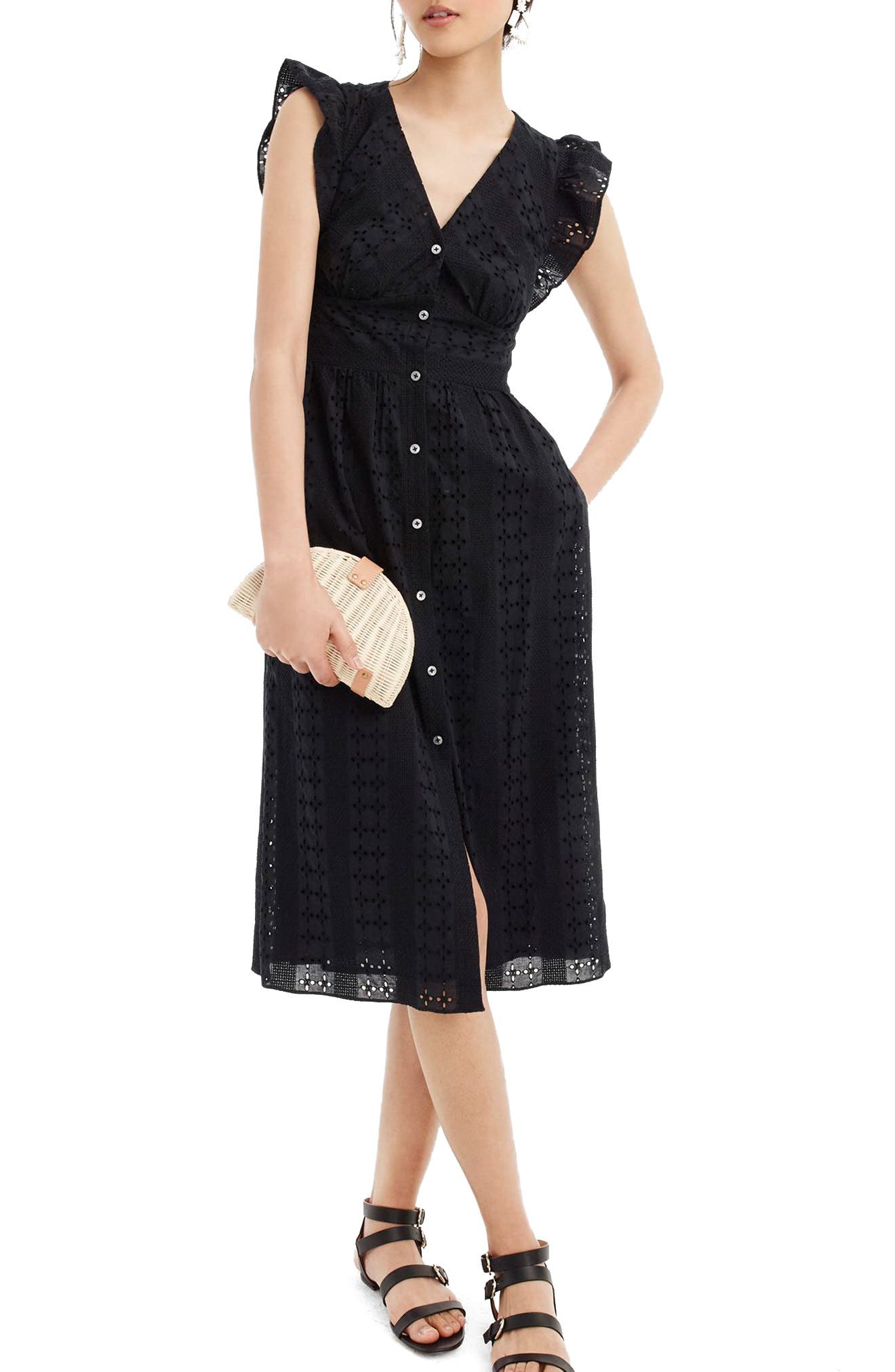 j crew black eyelet dress