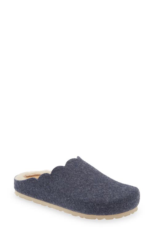 Laos Faux Fur Wool Blend Slipper in Blau Blue