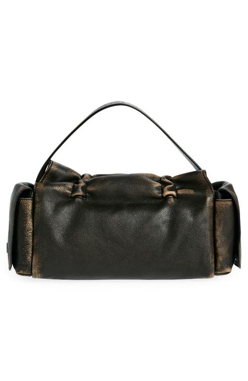 Acne Studios Multipocket Washed Leather Bag In Dark Brown/beige