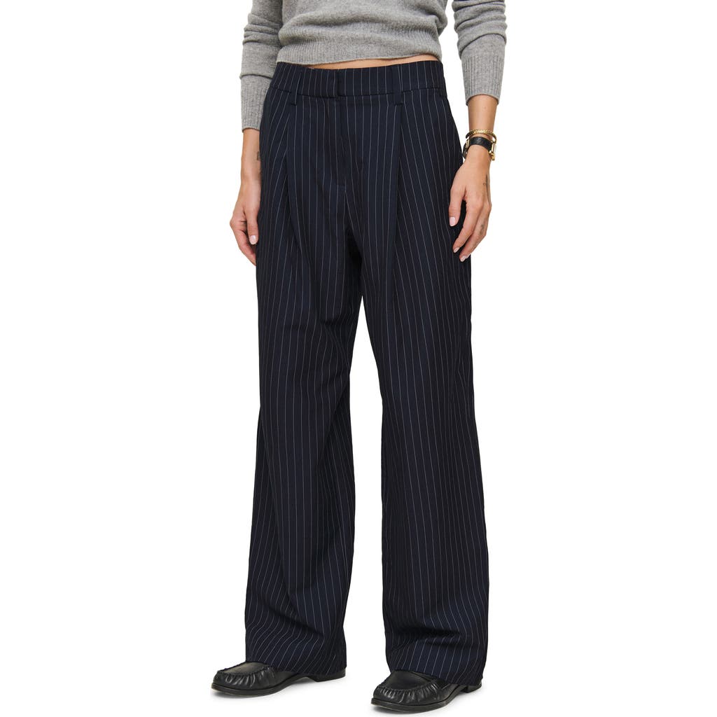 Reformation Alex Mid Rise Pant In Midnight Stripe