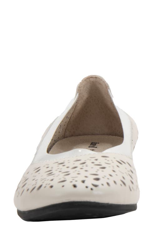 David Tate Laser Cut Ballet Flat In White Calf