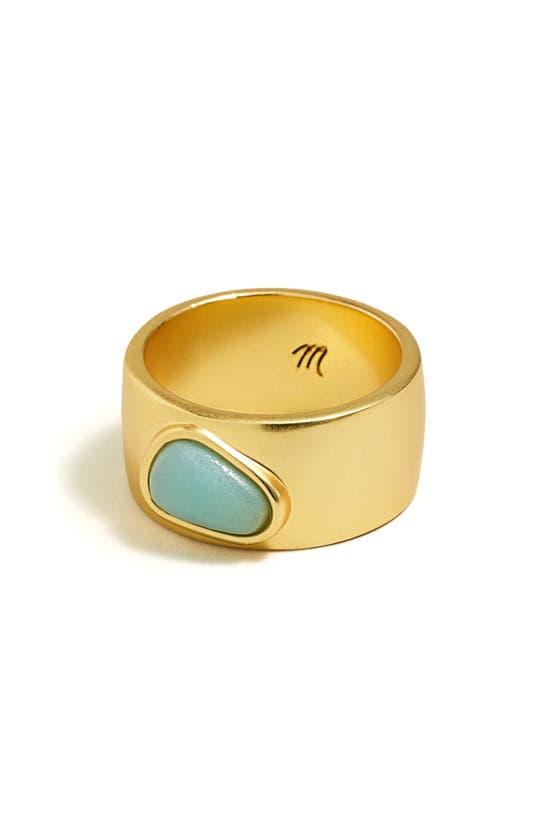 Shop Madewell Stone Collection Amazonite Chunky Ring In Vintage Gold