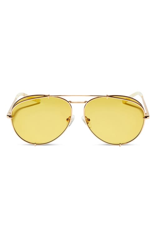 DIFF Koko 63mm Tinted Oversize Aviator Sunglasses in Gold at Nordstrom