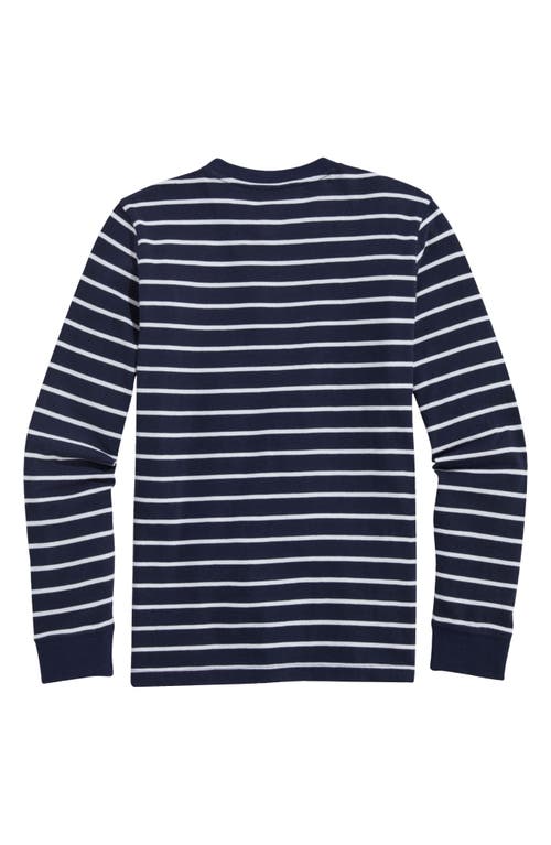 Shop Vineyard Vines Kids' Stripe Long Sleeve Pocket T-shirt In Navy/white Stripe