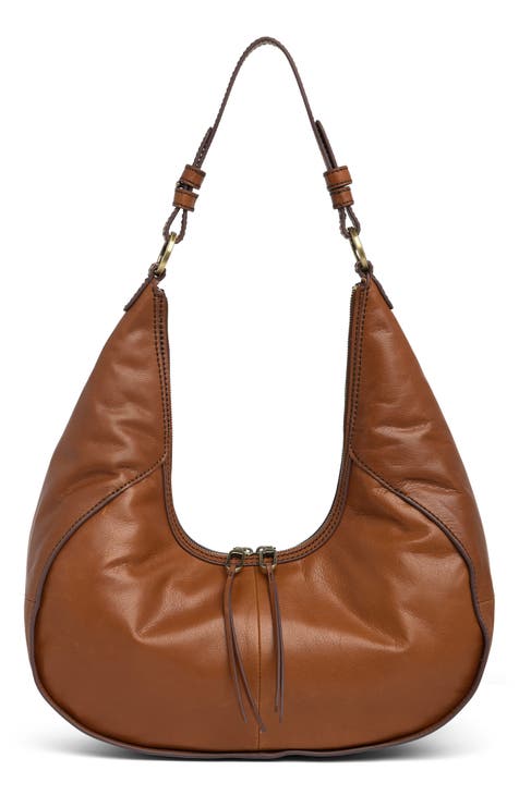 Lucky Brand Vintage Y2K Crescent Shape Cognac Leather Boho Crossbody Hobo  Bag - $60 - From Holly