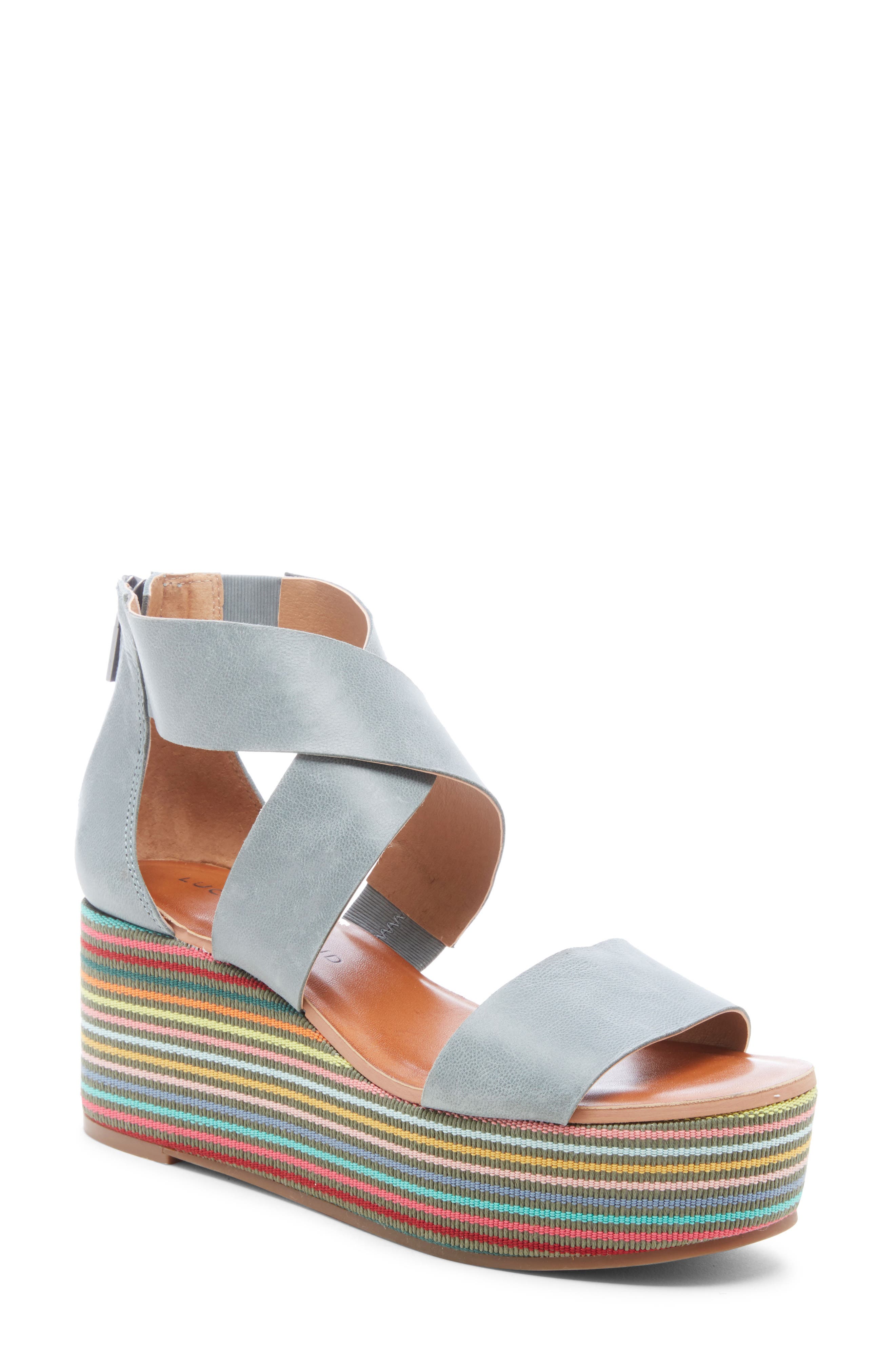 Lucky Brand Gwindolin Platform Wedge Sandal, Blue