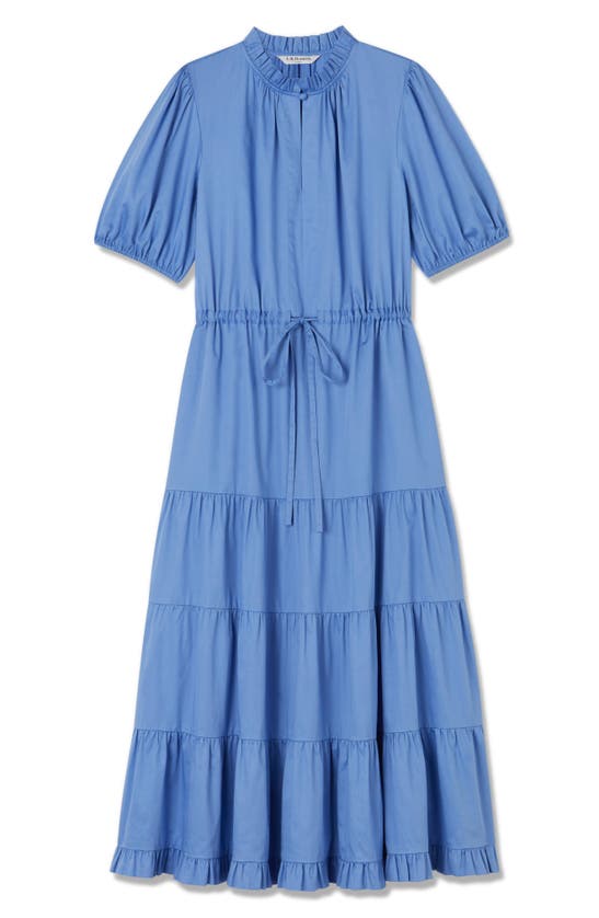 Shop Lk Bennett Hedy Tiered Cotton Midi Dress In Light Blue