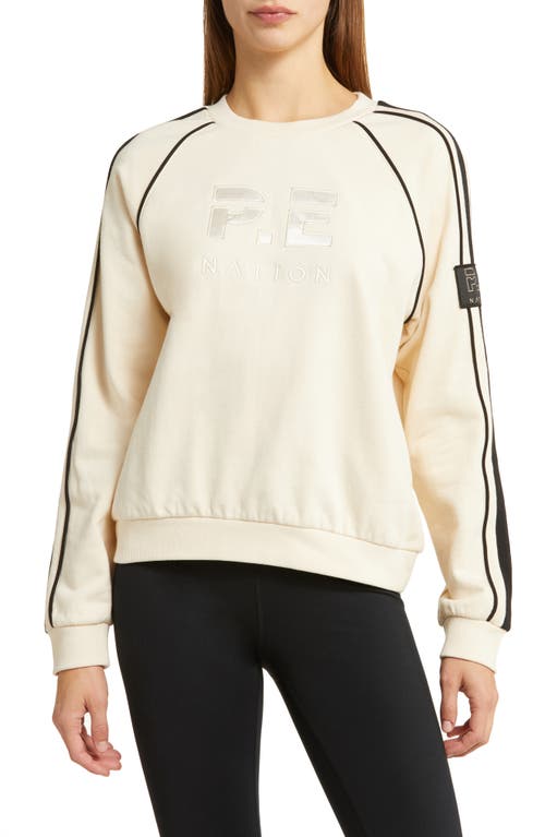 P. E Nation Crossman Organic Cotton French Terry Sweatshirt in Pearled Ivory