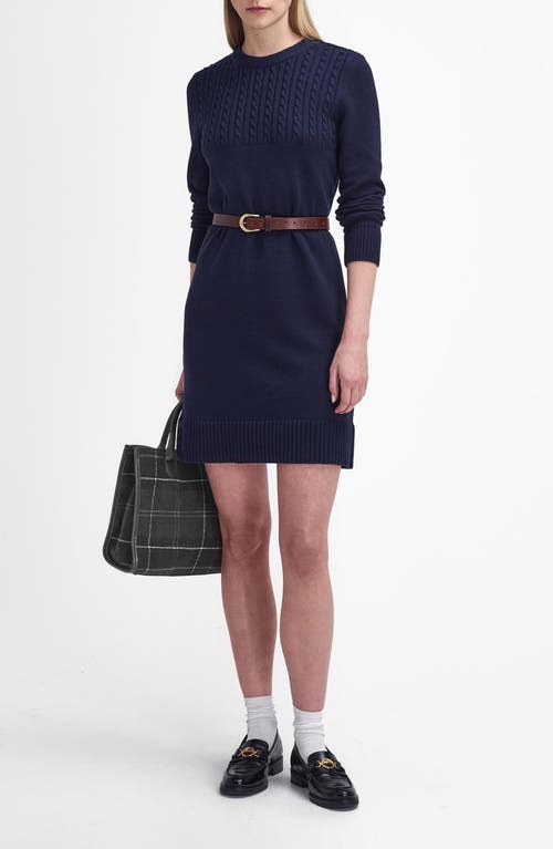 Shop Barbour Guernsey Cable Stitch Long Sleeve Cotton Sweater Dress In Navy