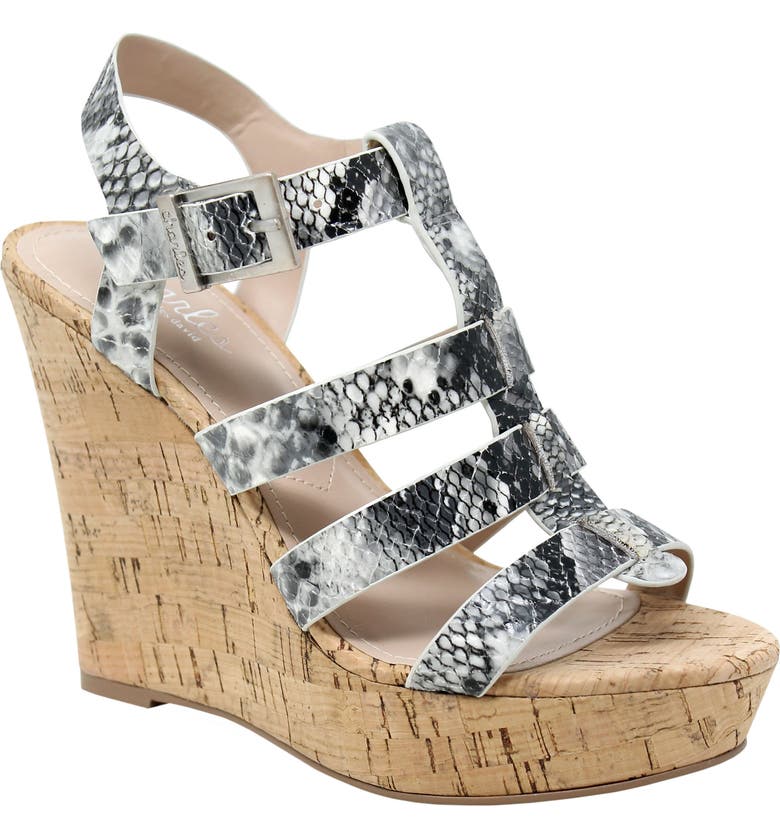 CHARLES BY CHARLES DAVID Arbor Wedge Sandal, Main, color, BLACK FAUX LEATHER