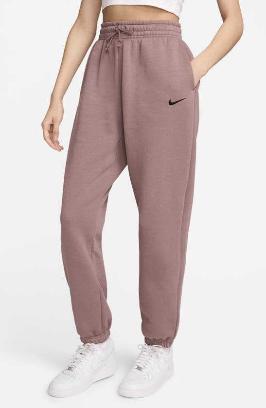 Shop Nike Phoenix Oversize Fleece Sweatpants In Smokey Mauve/ Black