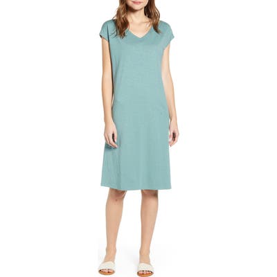 Petite Caslon Pocket T-Shirt Dress, Green