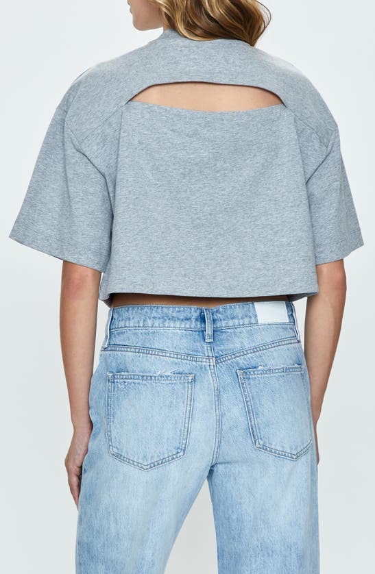 Pistola Mae Back Cutout Crop Cotton T-shirt In Heather Grey