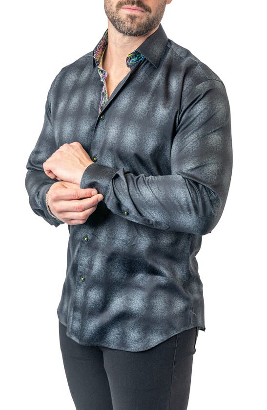 Maceoo Fibonacci Carbon 17 Contemporary Fit Button-up Shirt In Black