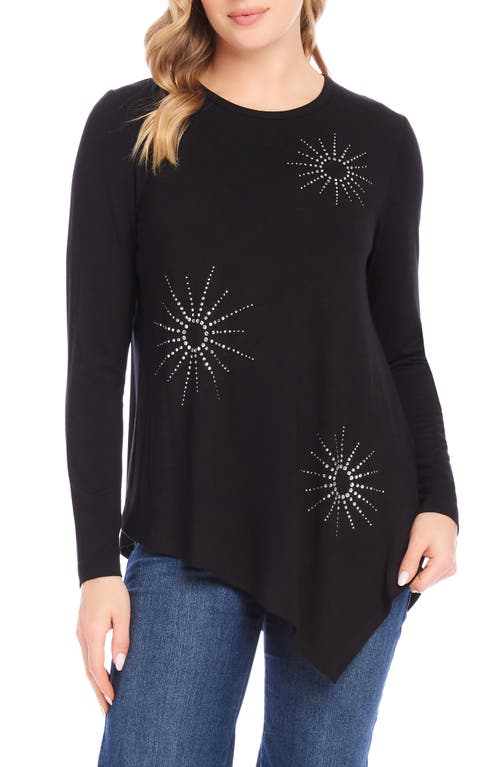 Karen Kane Embellished Sun Asymmetric Hem Top In Black