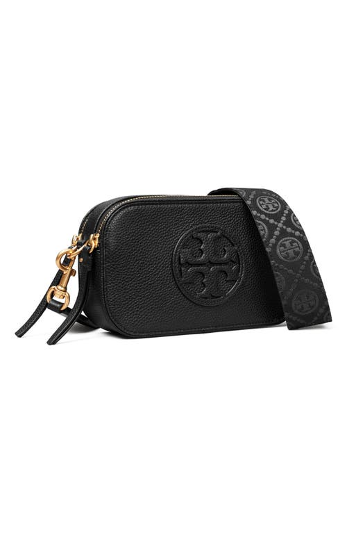 Tory Burch Miller Mini Zip Leather Crossbody Bag In Black