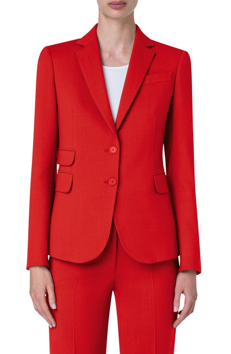 Red wool blend Pant Suit