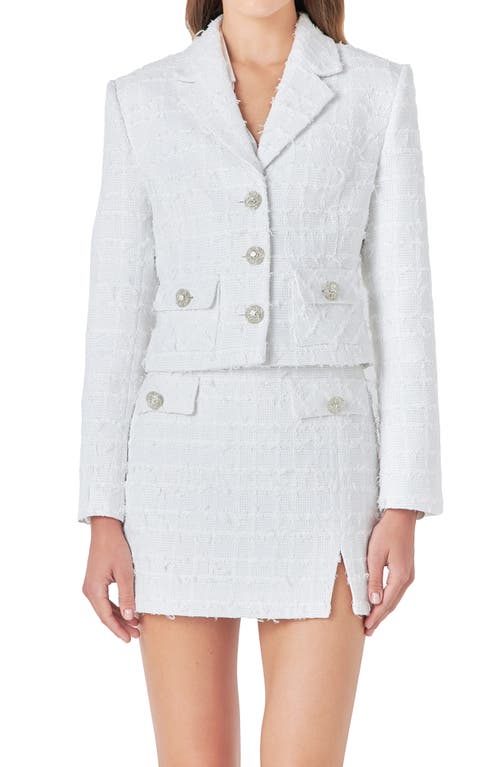 Shop Endless Rose Crop Tweed Jacket In White