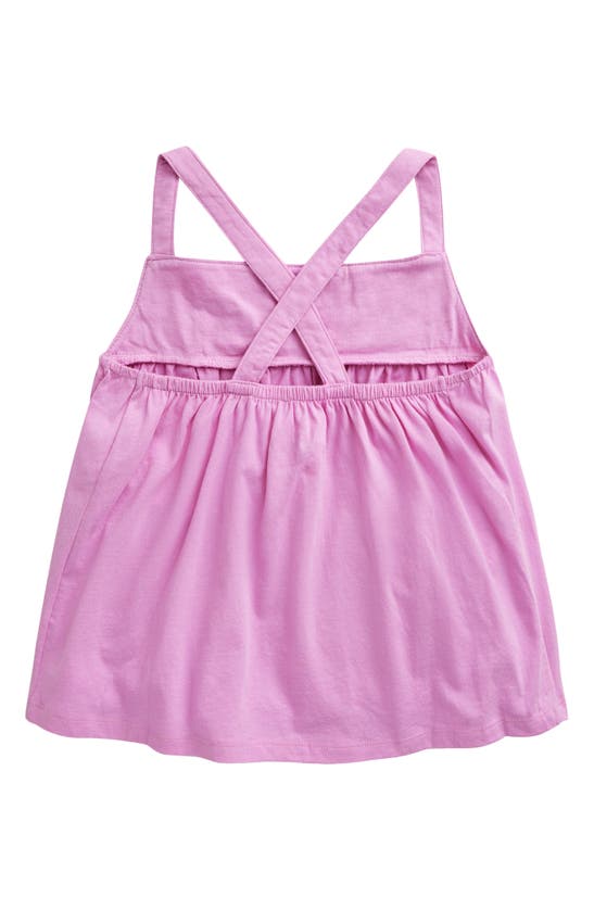 Shop Mini Boden Kids' Embroidered Crossback Cotton Top In Cosmos Pink
