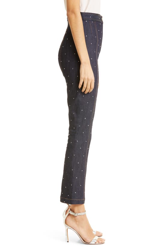 Shop Cinq À Sept Ora Rhinestone Flare Crop Pants In Indigo