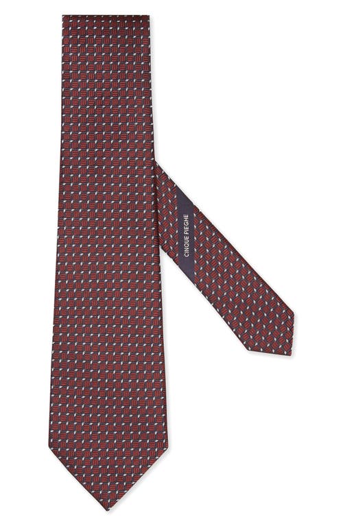 Cinque Pieghe Geometric Silk Tie in Red