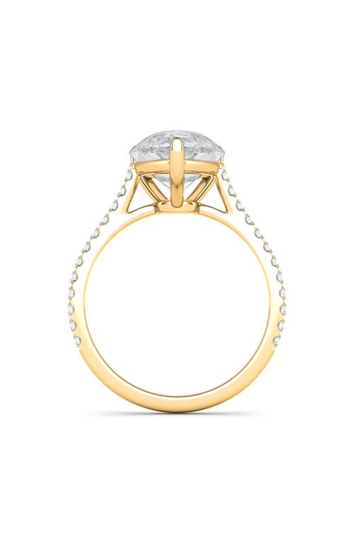 Hautecarat Pear Cut Pavé Lab Grown Diamond Ring In 2.50 Ctw 18k Yellow Gold