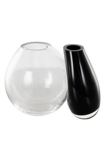 Vivian Lune Home Two-tone Recycled Glass Vase In Black