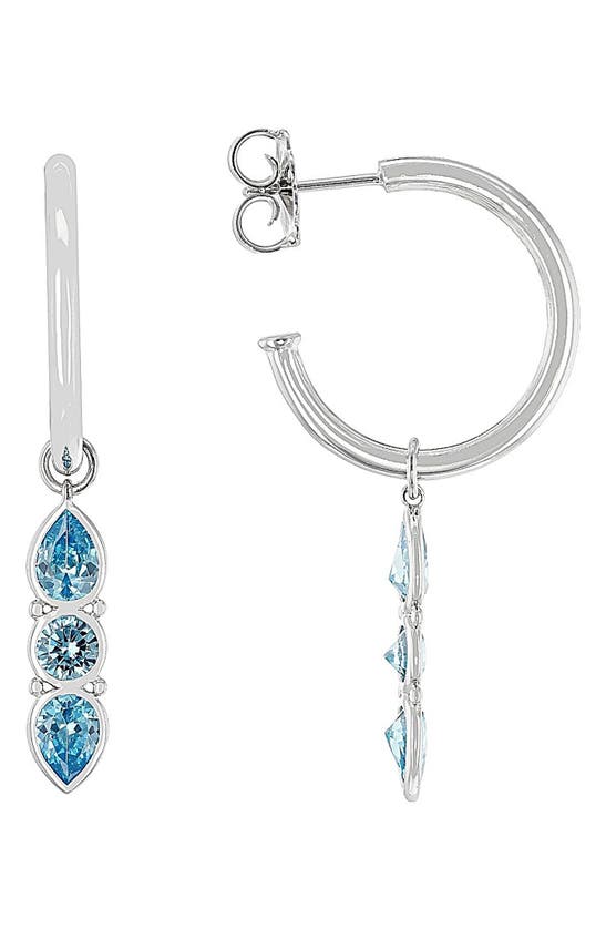 Judith Ripka Cz Dangle Hoop Drop Earrings In Blue