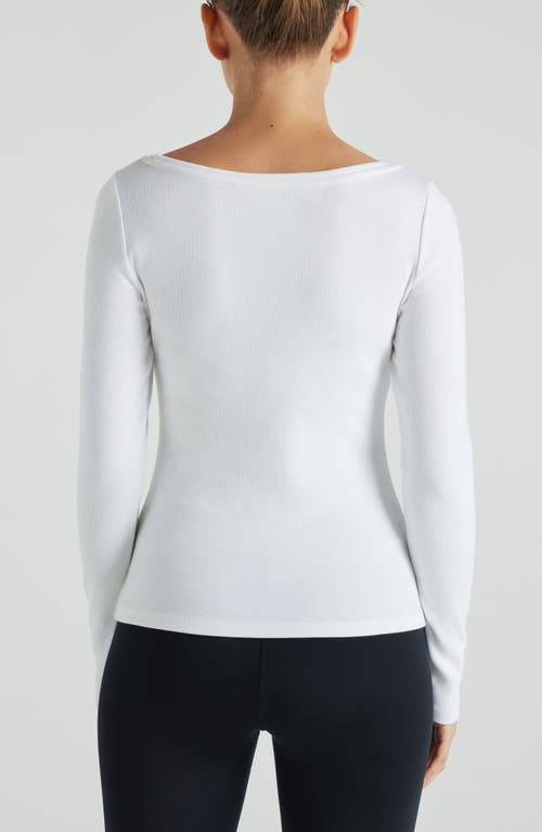 Losano Serene Rib Long Sleeve Top In Snow