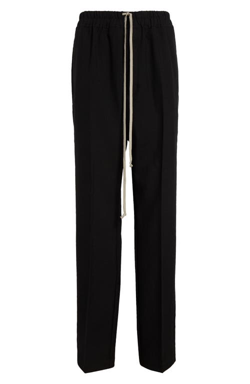 Shop Rick Owens Straight Leg Drawstring Wool Pants In Black