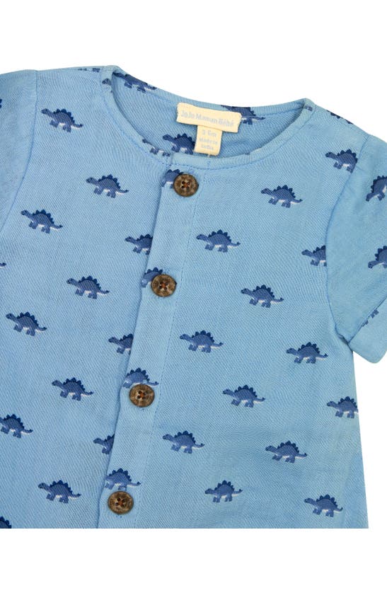 Shop Jojo Maman Bébé Jojo Maman Bebe Dinosaur Cotton Romper In Denim