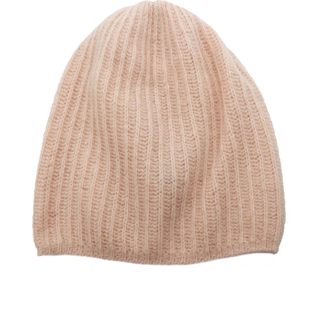 Portolano Rib Knit Cashmere Beanie In Misty Rose